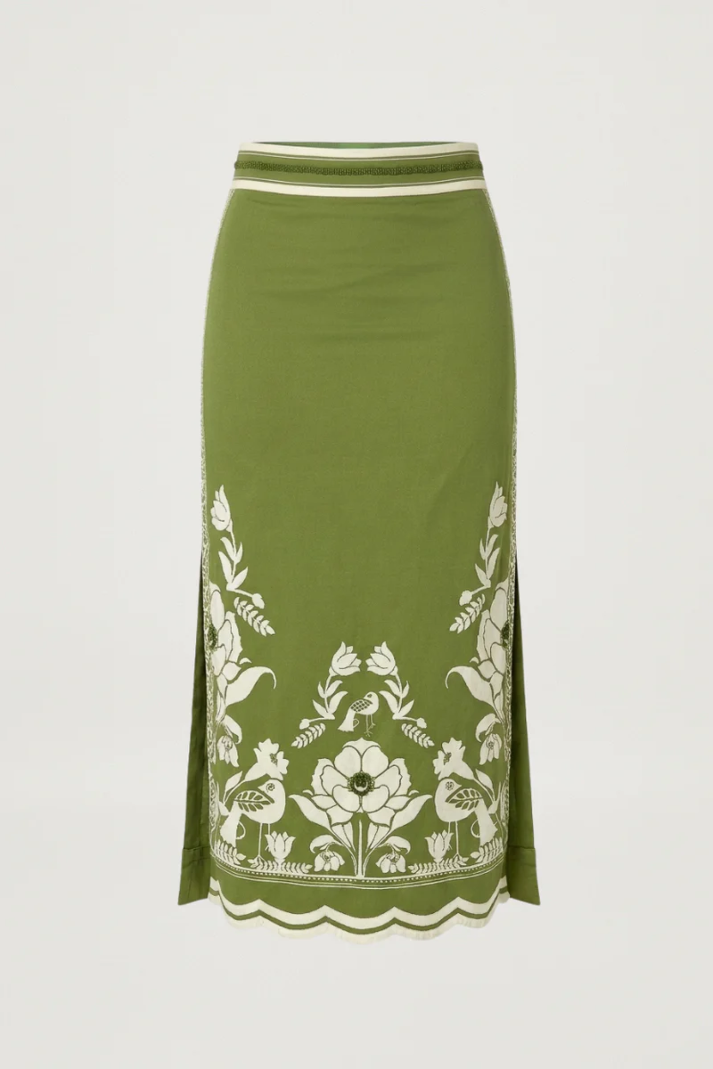 Scarlett Poppies Sandina Skirt Calla Green/Papyrus by Scarlett Poppies, shop the vendor at Dotique.