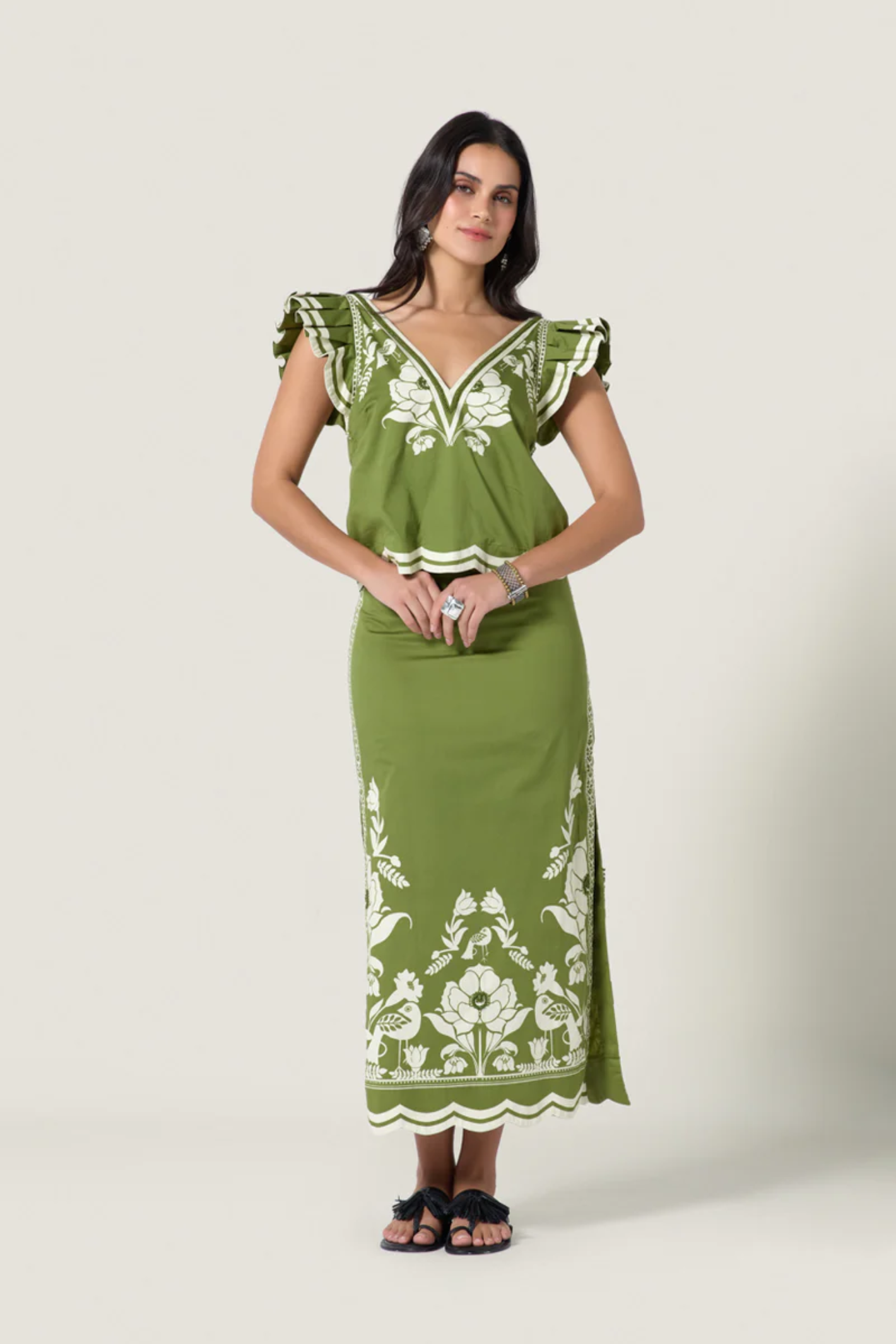 Scarlett Poppies Vittore Top Calla Green/Papyrus by Scarlett Poppies, shop the vendor at Dotique today.