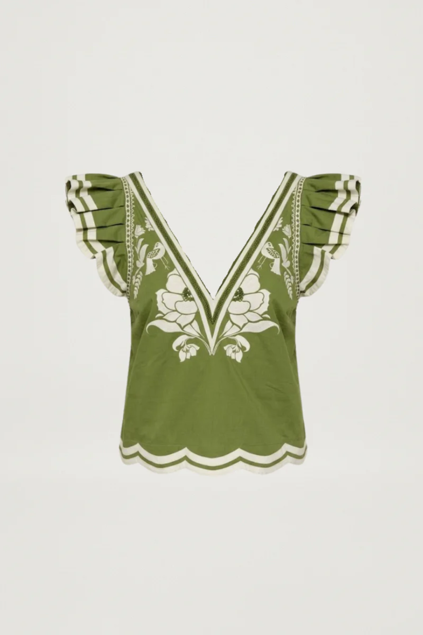 Scarlett Poppies Vittore Top Calla Green/Papyrus by Scarlett Poppies, shop the vendor at Dotique.