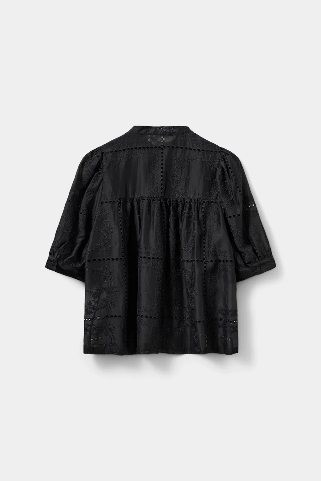 Sofie Schnoor black broderie anglaise shirt with smocked sleeves – Dotique