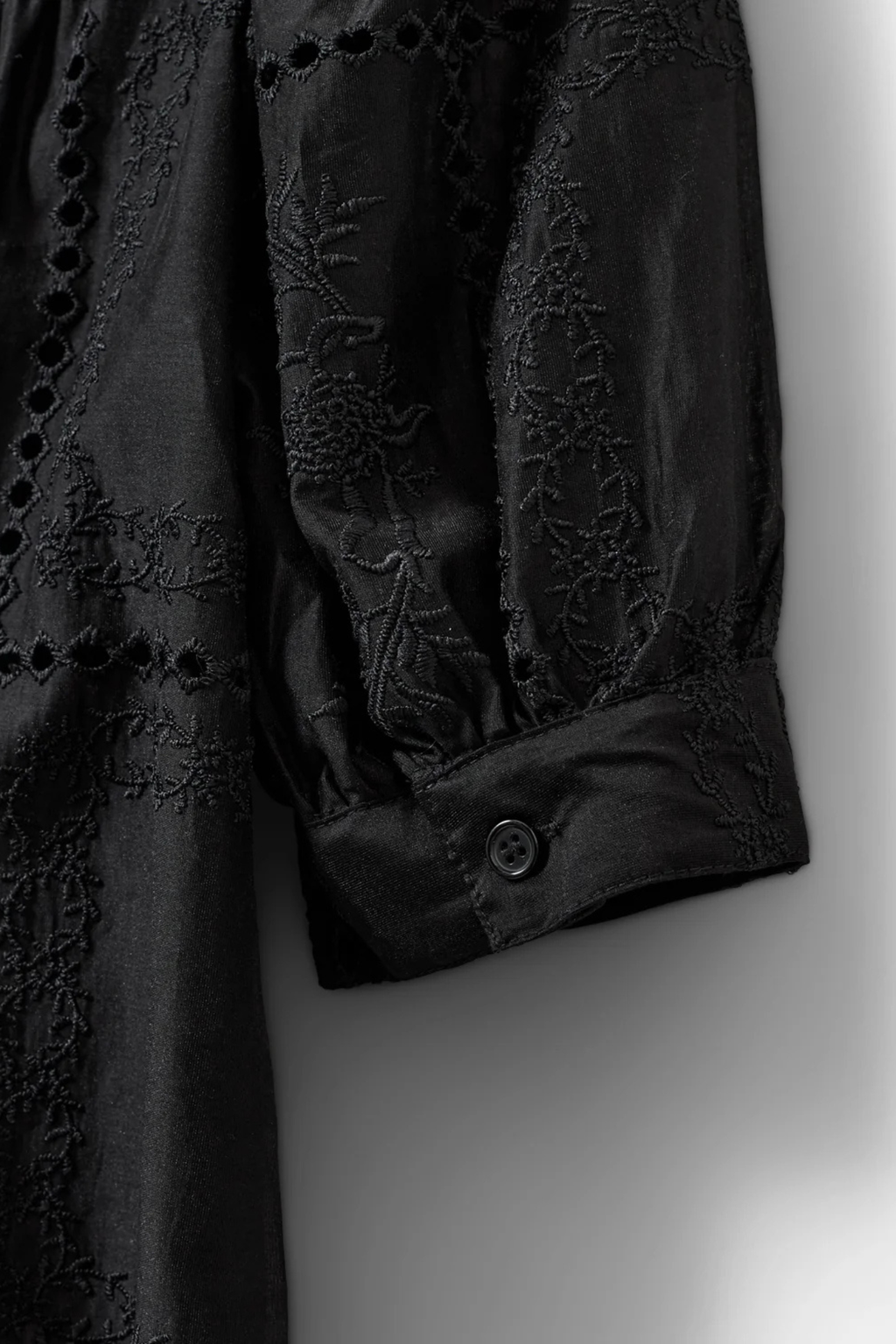 Sofie Schnoor black broderie anglaise shirt with smocked sleeves – Dotique