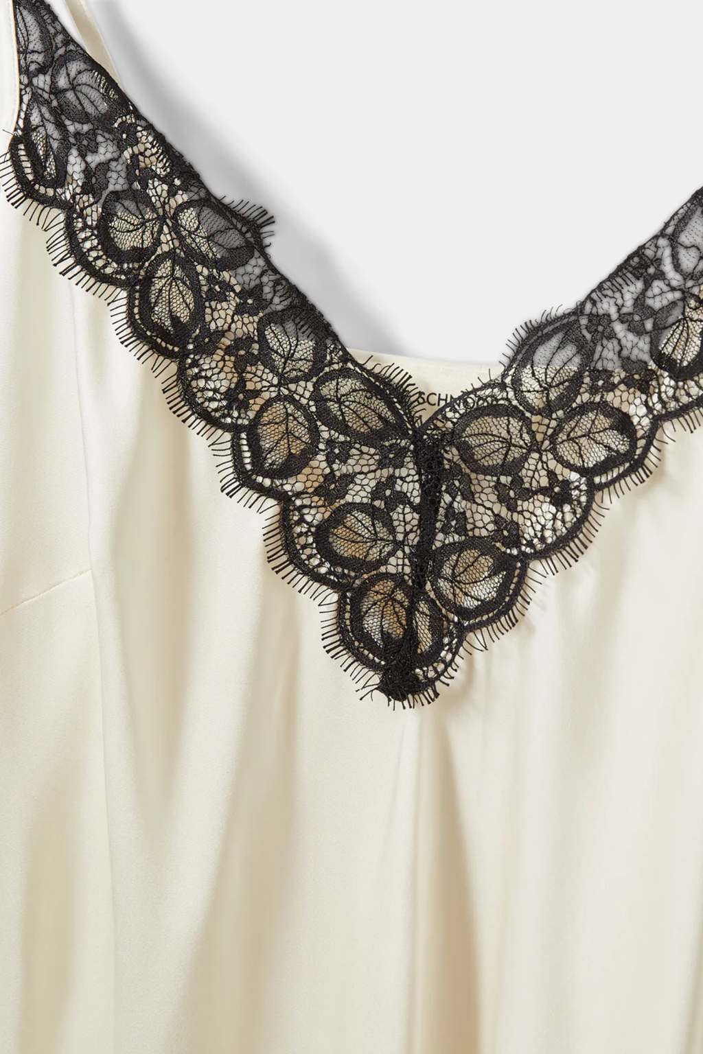 Sofie Schnoor Bettsw Cream Satin Slip Dress S262306 with black lace detail by Sofie Schnoor Shop Sofie Schnoor at Dotique