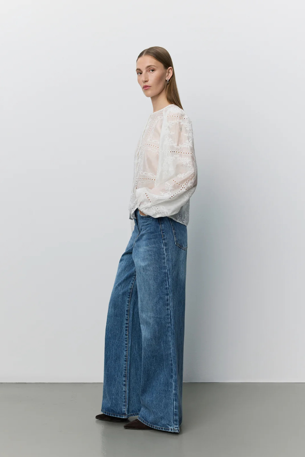 Sofie Schnoor off white broderie anglaise shirt with smocked cuffs – Dotique