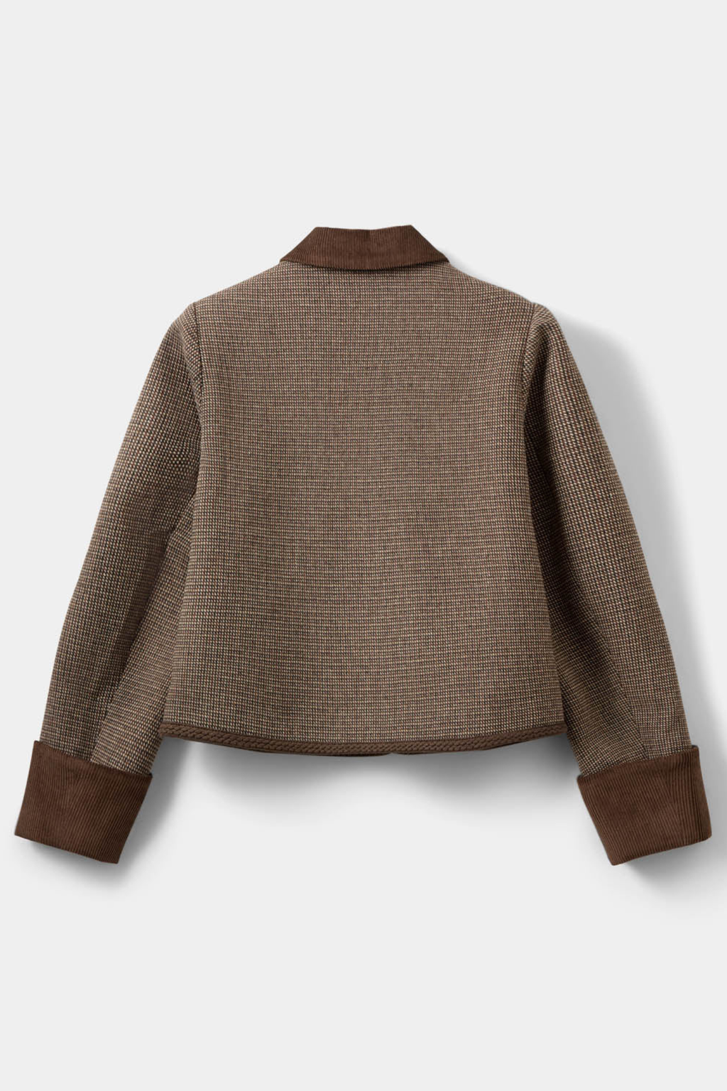 Sofie Schnoor brown check short blazer with corduroy collar – Dotique
