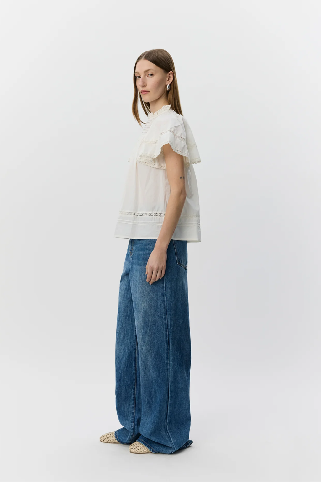 Woman wearing Sofie Schnoor Lilousw Light Cotton Top S262135 by Sofie Schnoor, shop Sofie Schnoor at Dotique