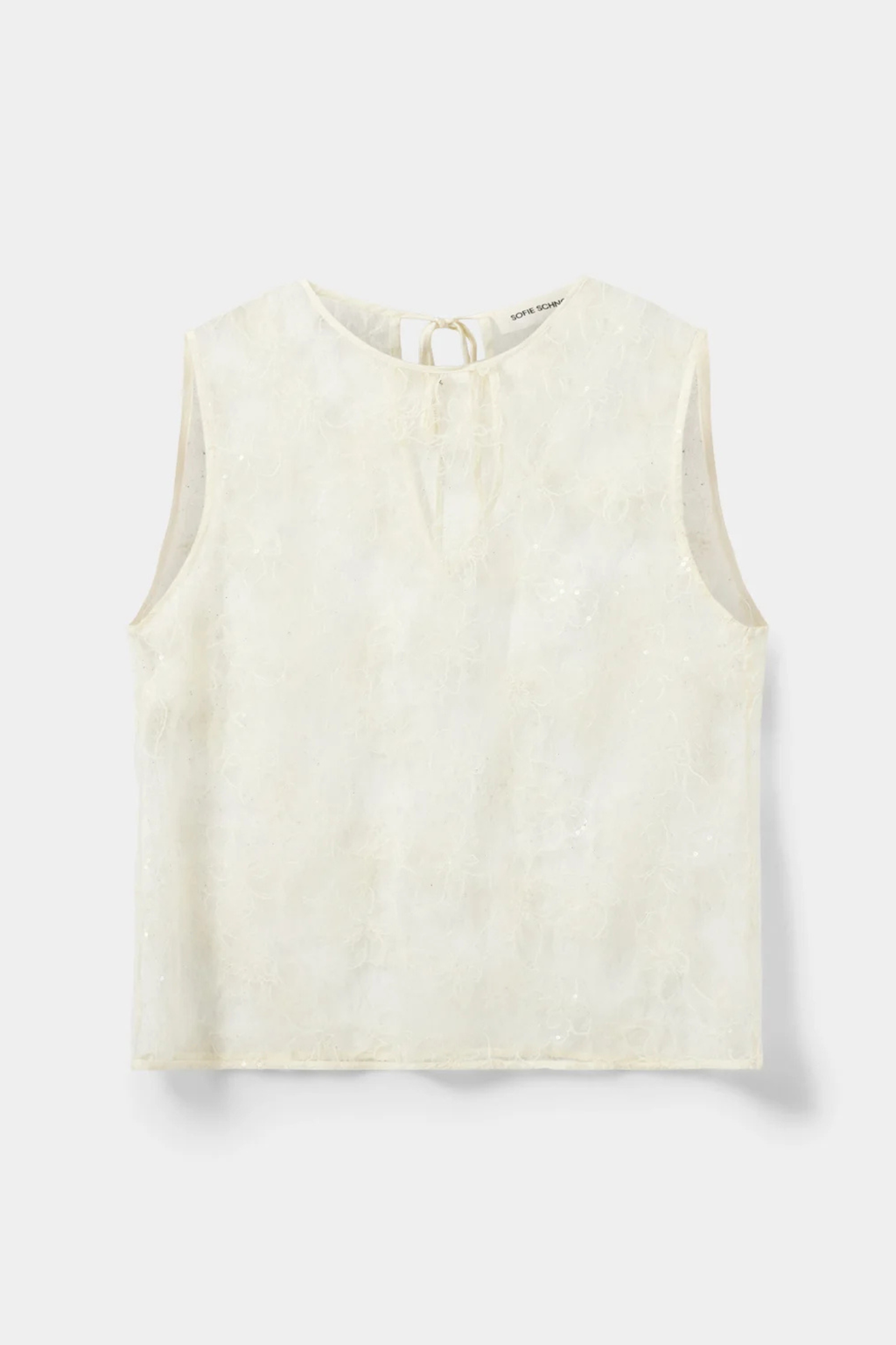 Sofie Schnoor Creme Yellow lace top with cotton neck binding – Dotique