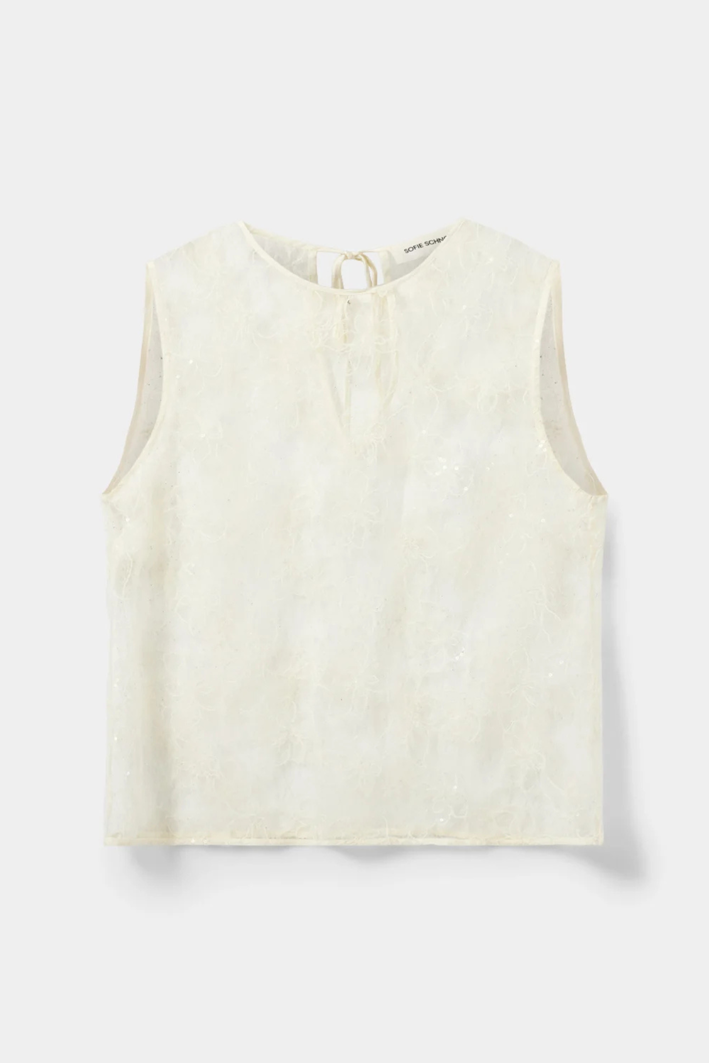 Sofie Schnoor Creme Yellow lace top with cotton neck binding – Dotique