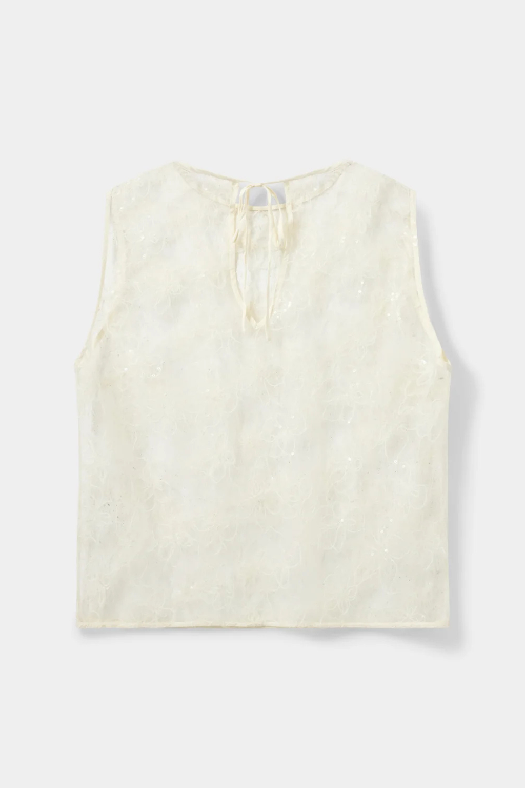 Sofie Schnoor Creme Yellow lace top with cotton neck binding – Dotique