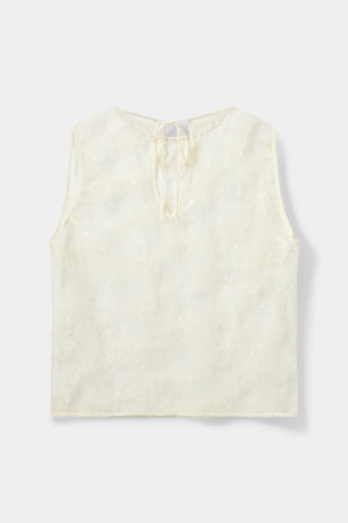 Sofie Schnoor Creme Yellow lace top with cotton neck binding – Dotique