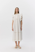 Model wearing Sofie Schnoor Otaniasw Frill Cotton Dress S262147 by Sofie Schnoor, shop Sofie Schnoor at Dotique