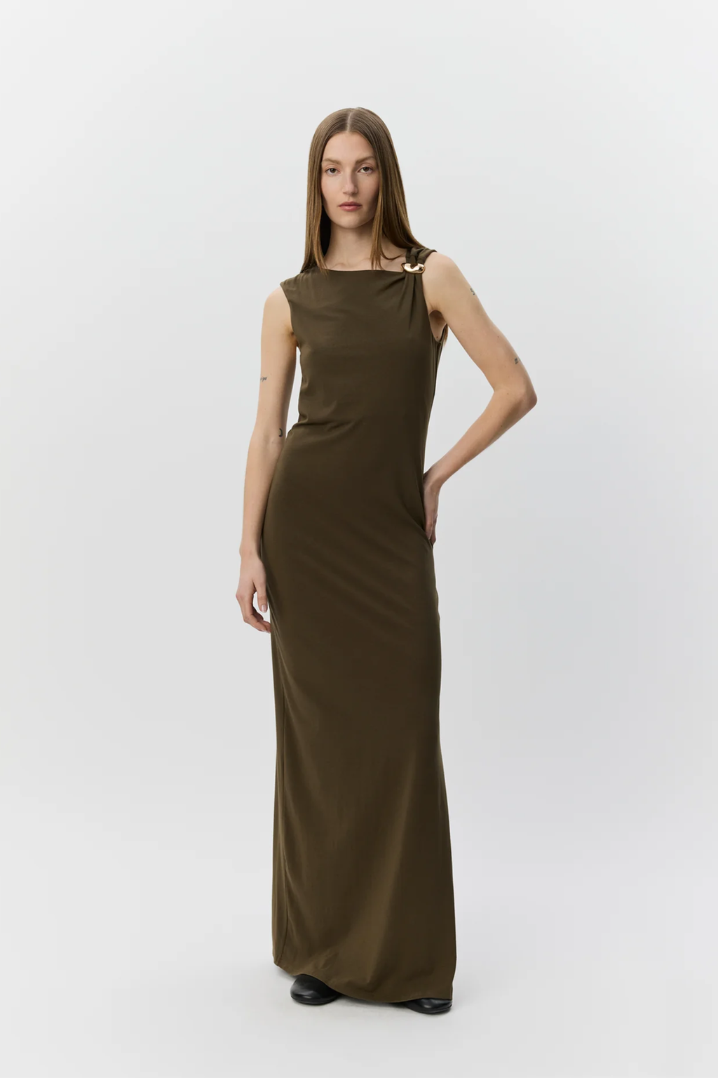 Model wearing Sofie Schnoor Ragnisw Jersey Maxi Dress S262331 by Sofie Schnoor, shop the brand at Dotique.