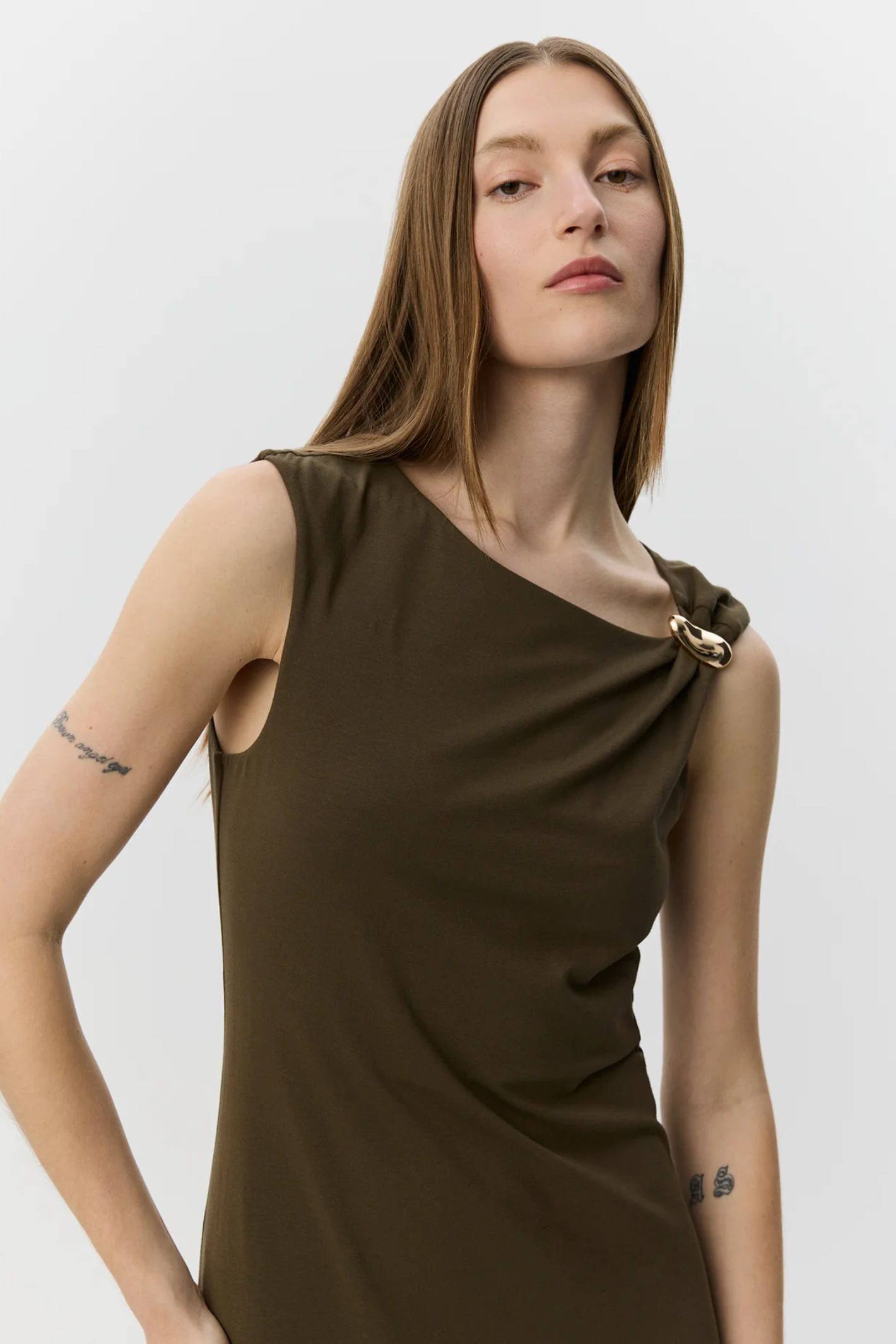 Sofie Schnoor Ragnisw Jersey Maxi Dress S262331 by Sofie Schnoor shown in olive, shop Sofie Schnoor at Dotique.