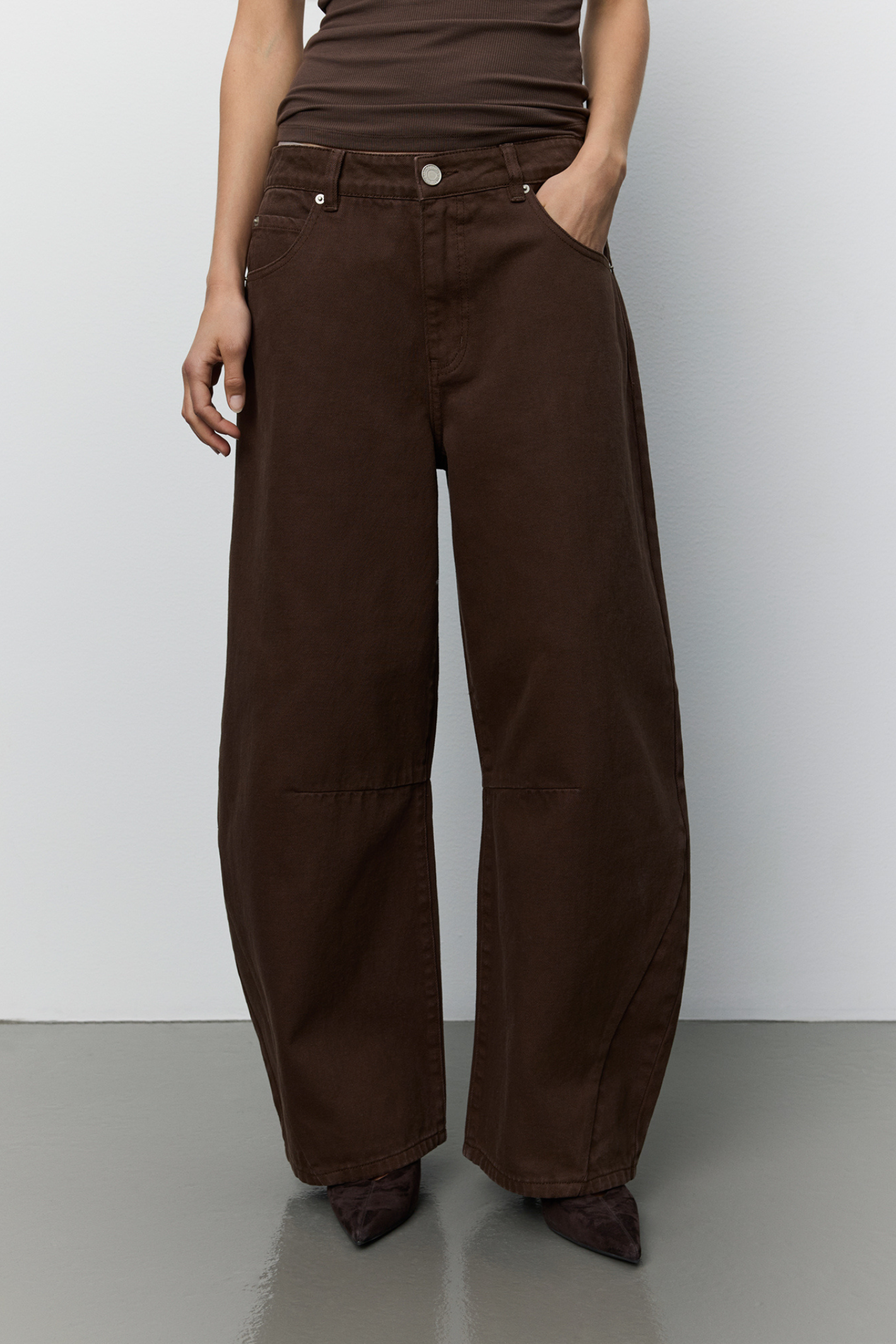 Sofie Schnoor Tomarsw Dark Brown Barrel Jeans Trousers SNOS709