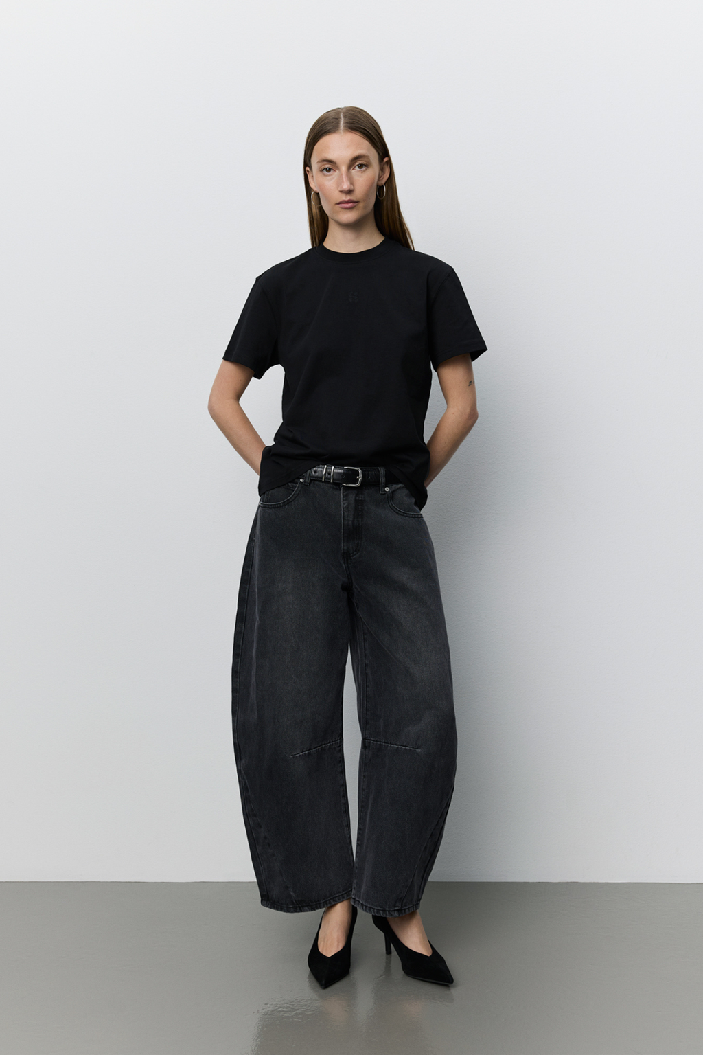 Sofie Schnoor Tomarsw Washed Black Barrel Jeans Trousers SNOS709