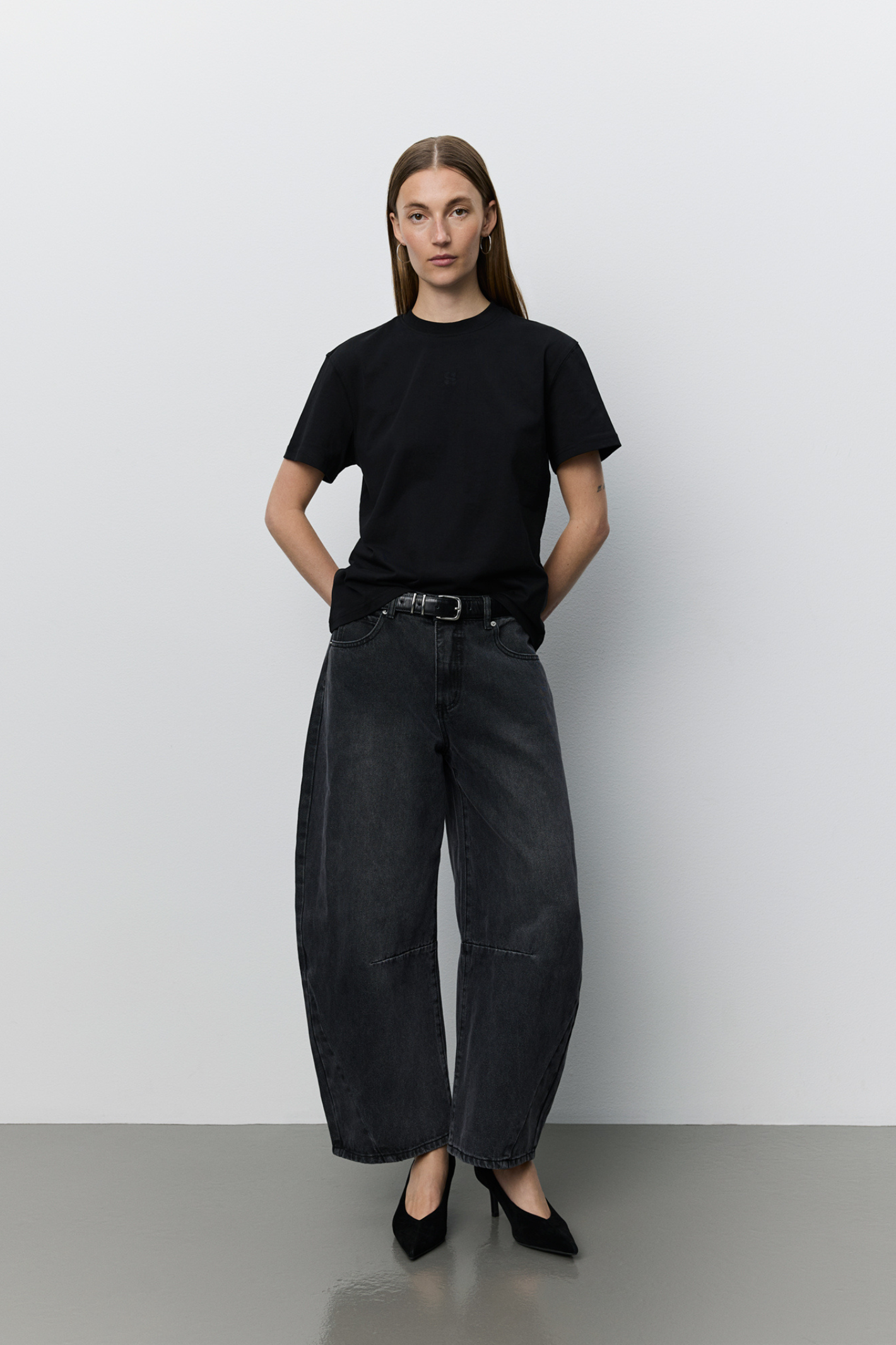 Sofie Schnoor Tomarsw Washed Black Barrel Jeans Trousers SNOS709