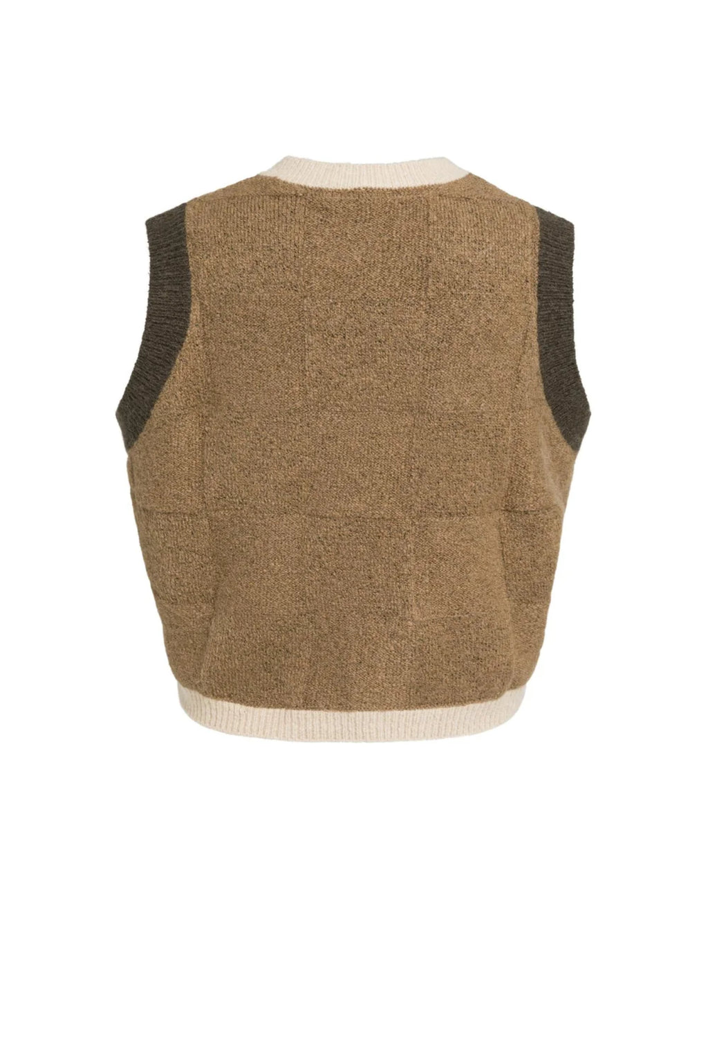 YAYA Spencer Jumper with Check Textured - Otter Brown Dessin 01-000634-609