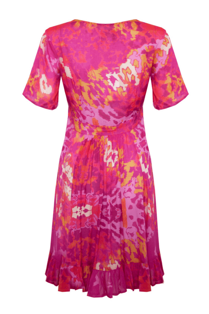 Sophia Alexia Exotic Pink Mini Ruffle Wrap Dress - Dotique
