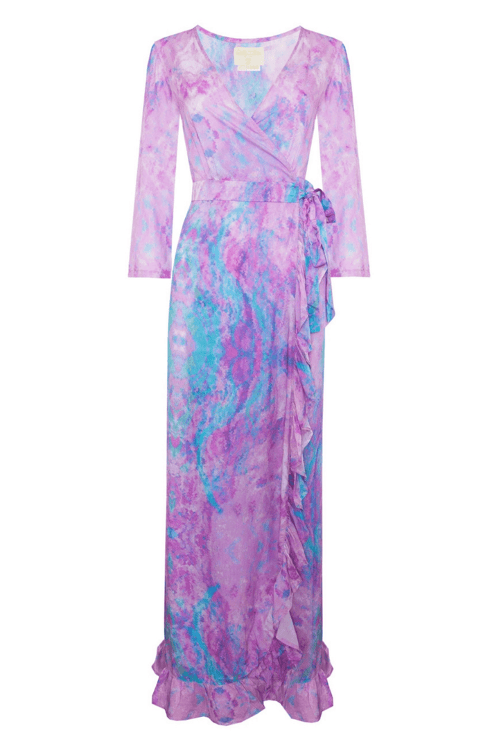 Sophia Alexia Fantasy Pink Maxi Ruffle Wrap Dress (Short) - Dotique