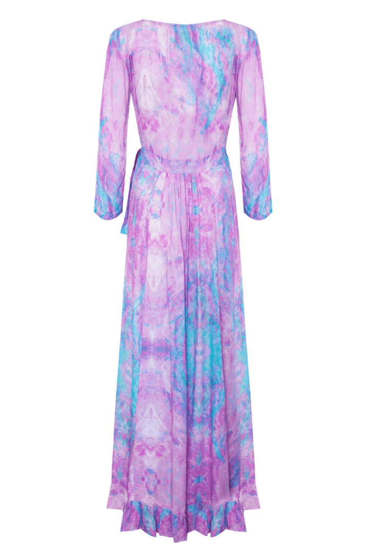 Sophia Alexia Fantasy Pink Maxi Ruffle Wrap Dress (Short) - Dotique