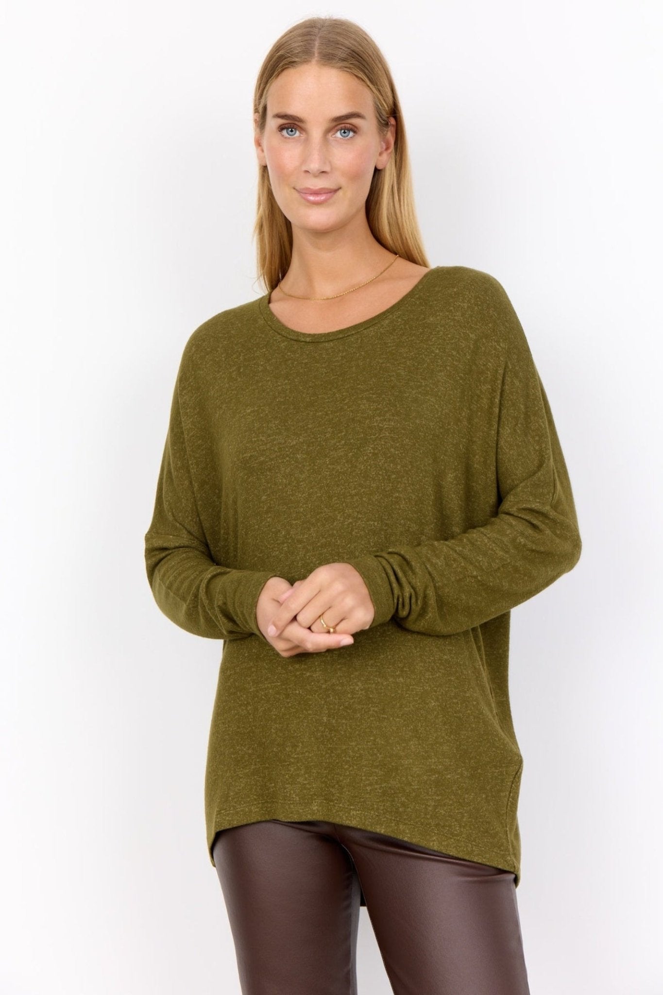 Soya Concept 24788-20 Biara Blouse Dark Olive Melange at Dotique Peak Village