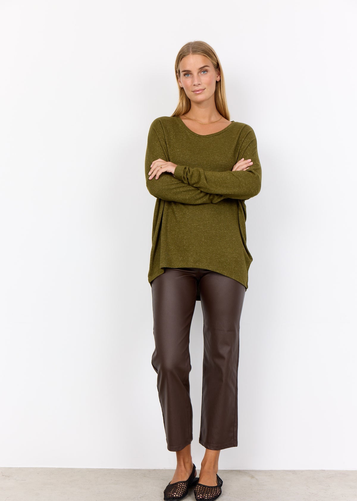 Soya Concept 24788-20 Biara Blouse Dark Olive Melange at Dotique Peak Village