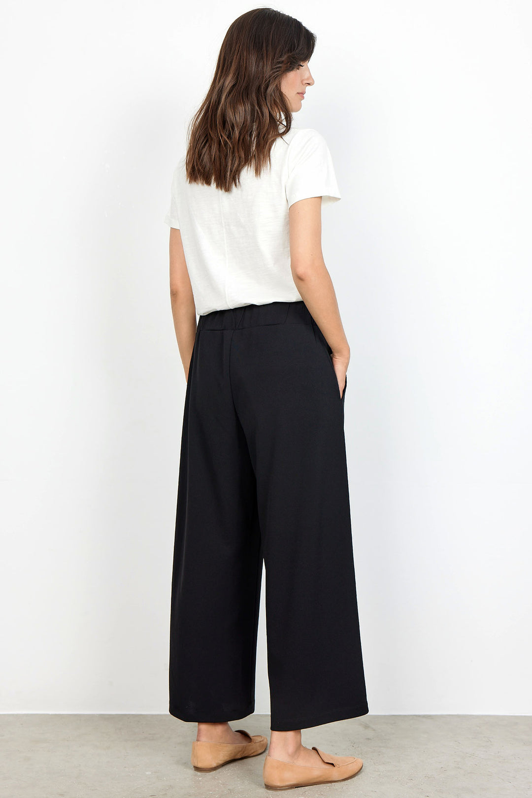 Soya Concept 25330-20 9999-8B SC-Siham 36 Black Wide Leg Ankle Grazer Trousers - Dotique