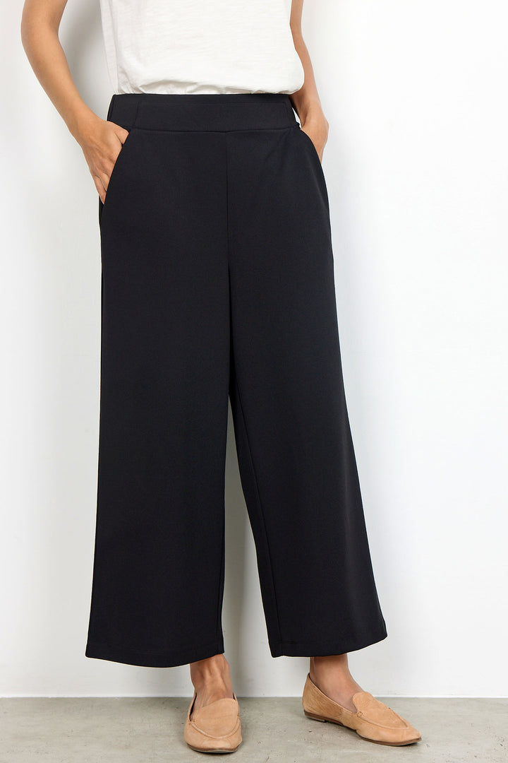 Soya Concept 25330-20 9999-8B SC-Siham 36 Black Wide Leg Ankle Grazer Trousers - Dotique