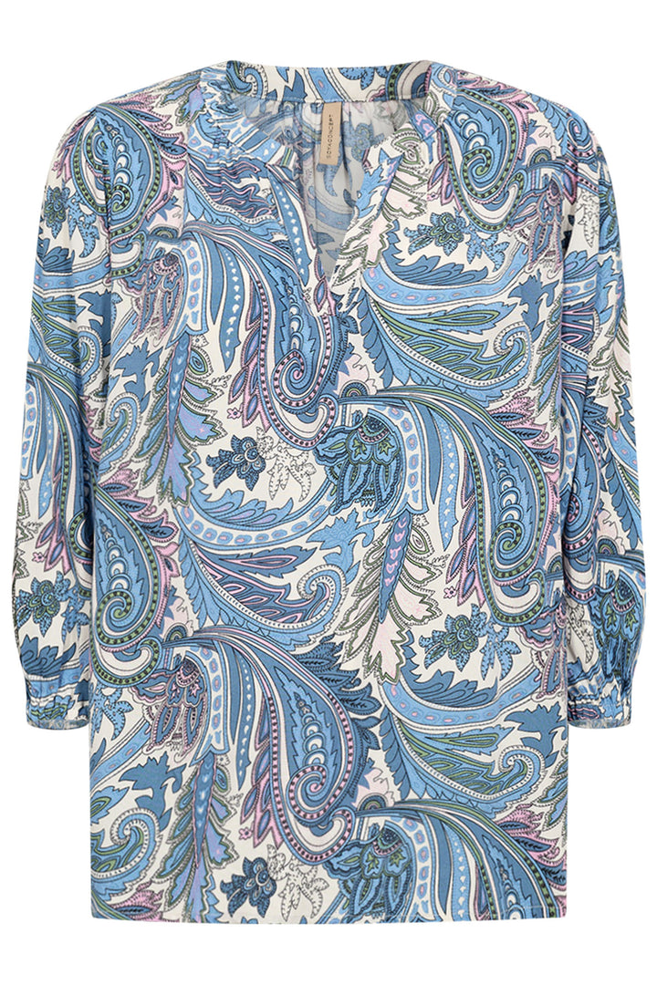 Soya Concept 40549-20 6245-8B SC-Donia 1 Crystal Blue Print Blouse - Dotique