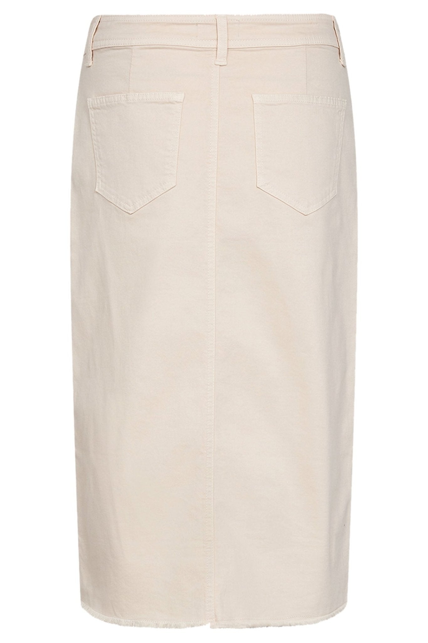 Soya Concept 40570-20 1620-10 SC-Erna 22 Beige Denim Frayed Hem Skirt - Dotique