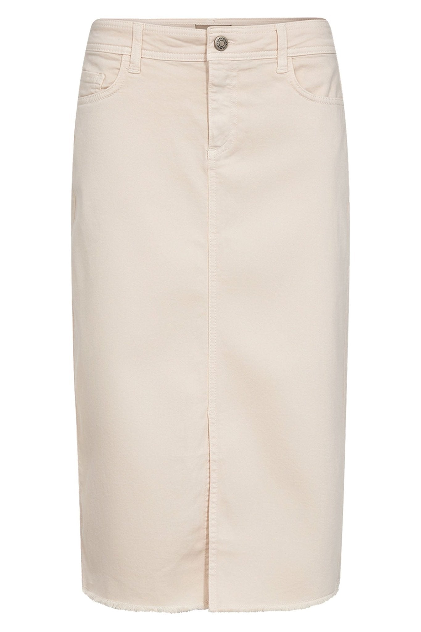 Soya Concept 40570-20 1620-10 SC-Erna 22 Beige Denim Frayed Hem Skirt - Dotique