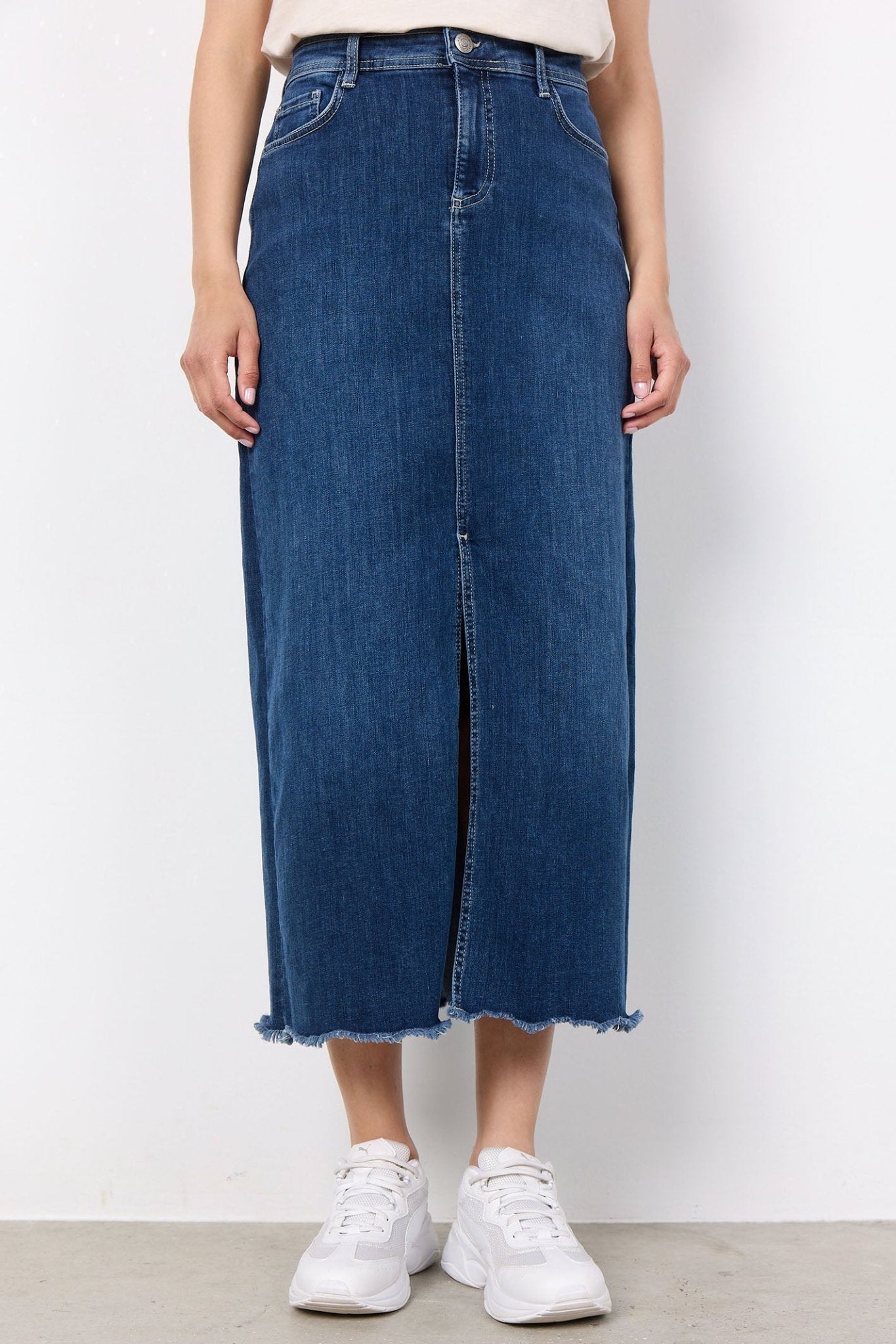 Soya Concept 40586-20 2494-8B SC-Kimberly 2 Blue Denim Maxi Skirt - Dotique