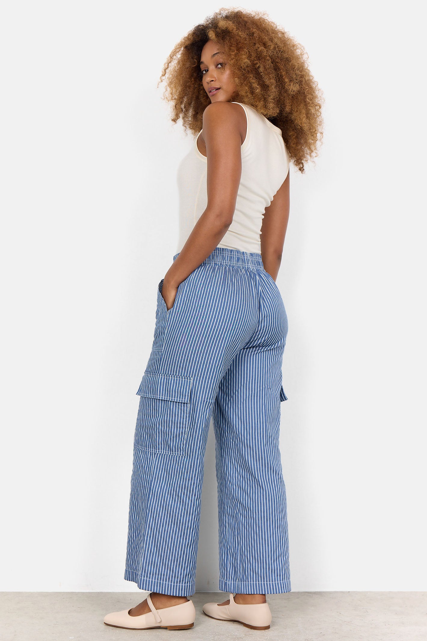 Soya Concept 40592 20 2300 8B SC Dilys 3 C Medi Blue Striped Trousers Dotique