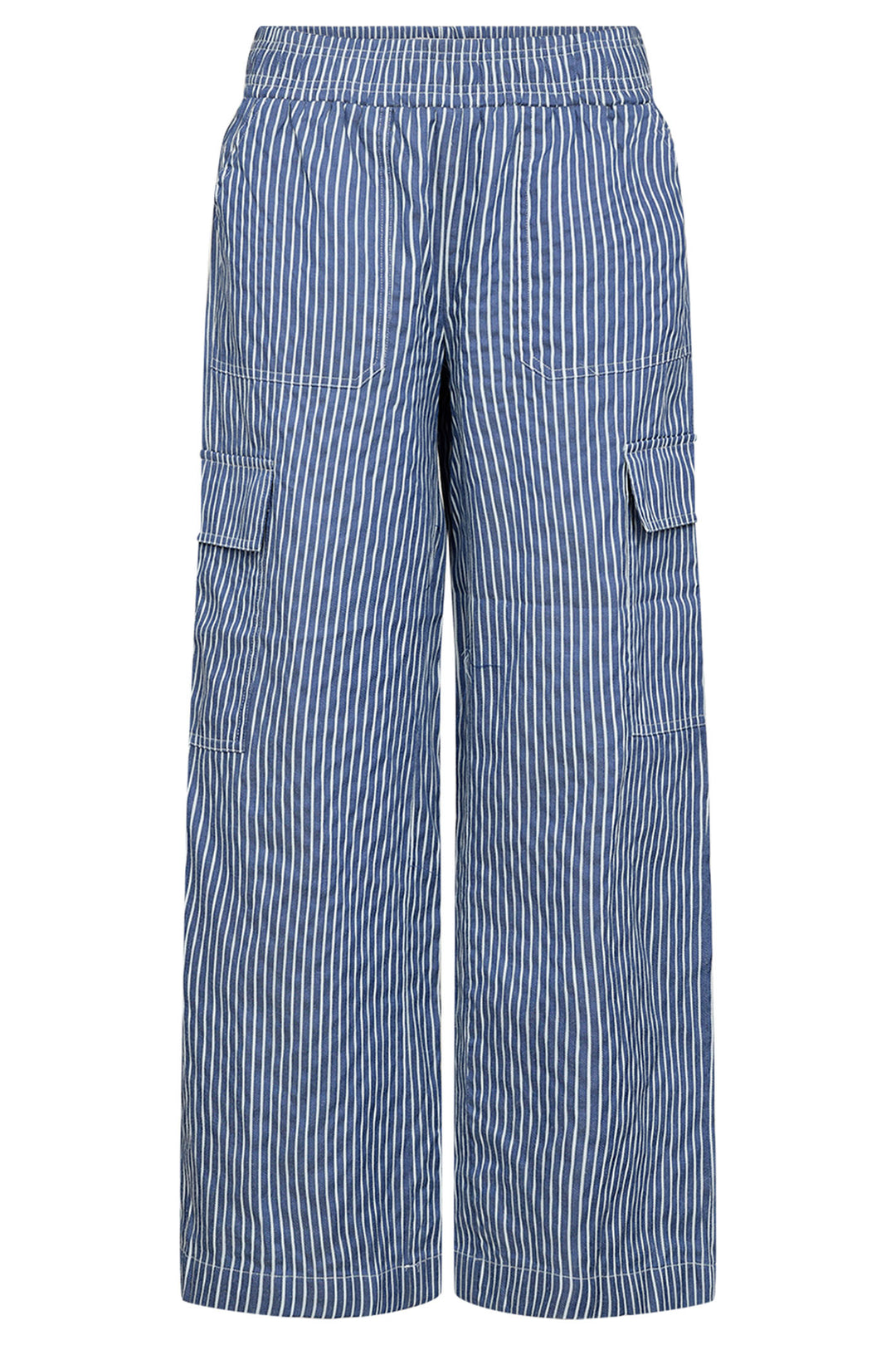 Soya Concept 40592-20 2300-8B SC-Dilys 3-C Medi Blue Striped Wide Leg Trousers - Dotique