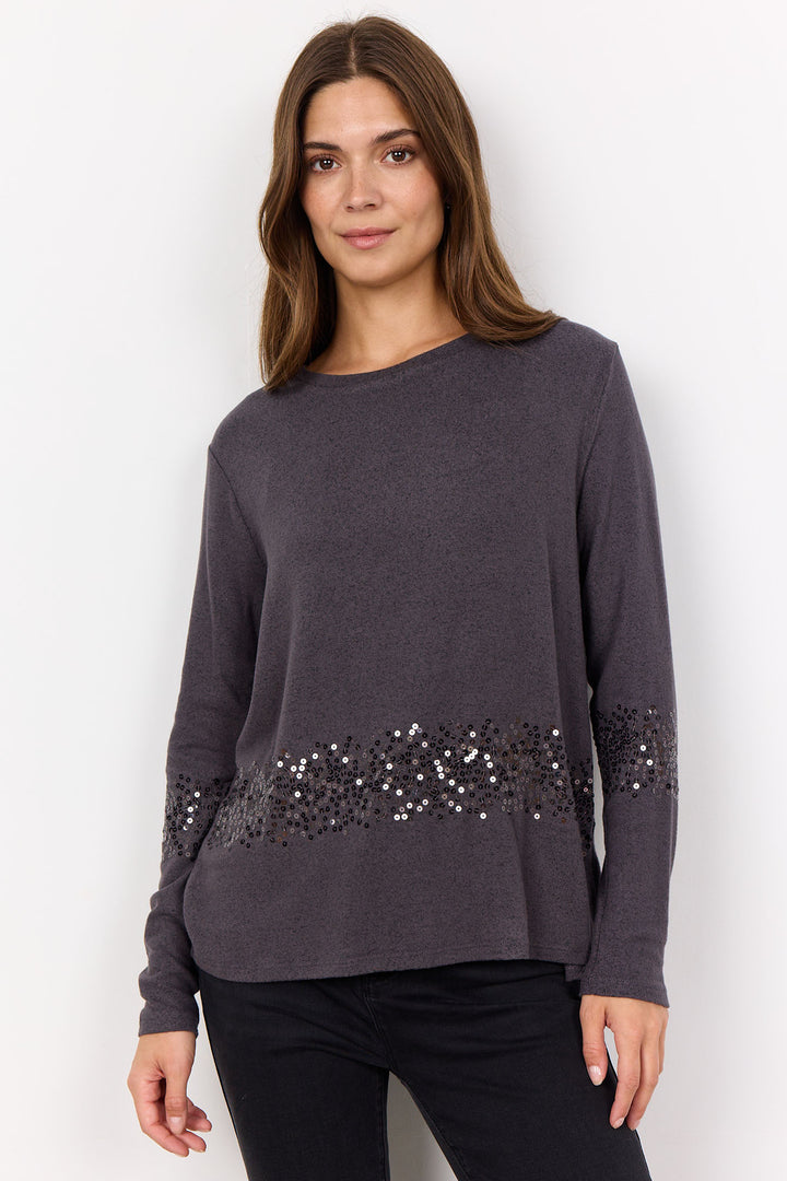 Soya Concept SC-Biara 125 26727-20 Soft Touch Jumper with Sequin Detail Dark Grey - Dotique