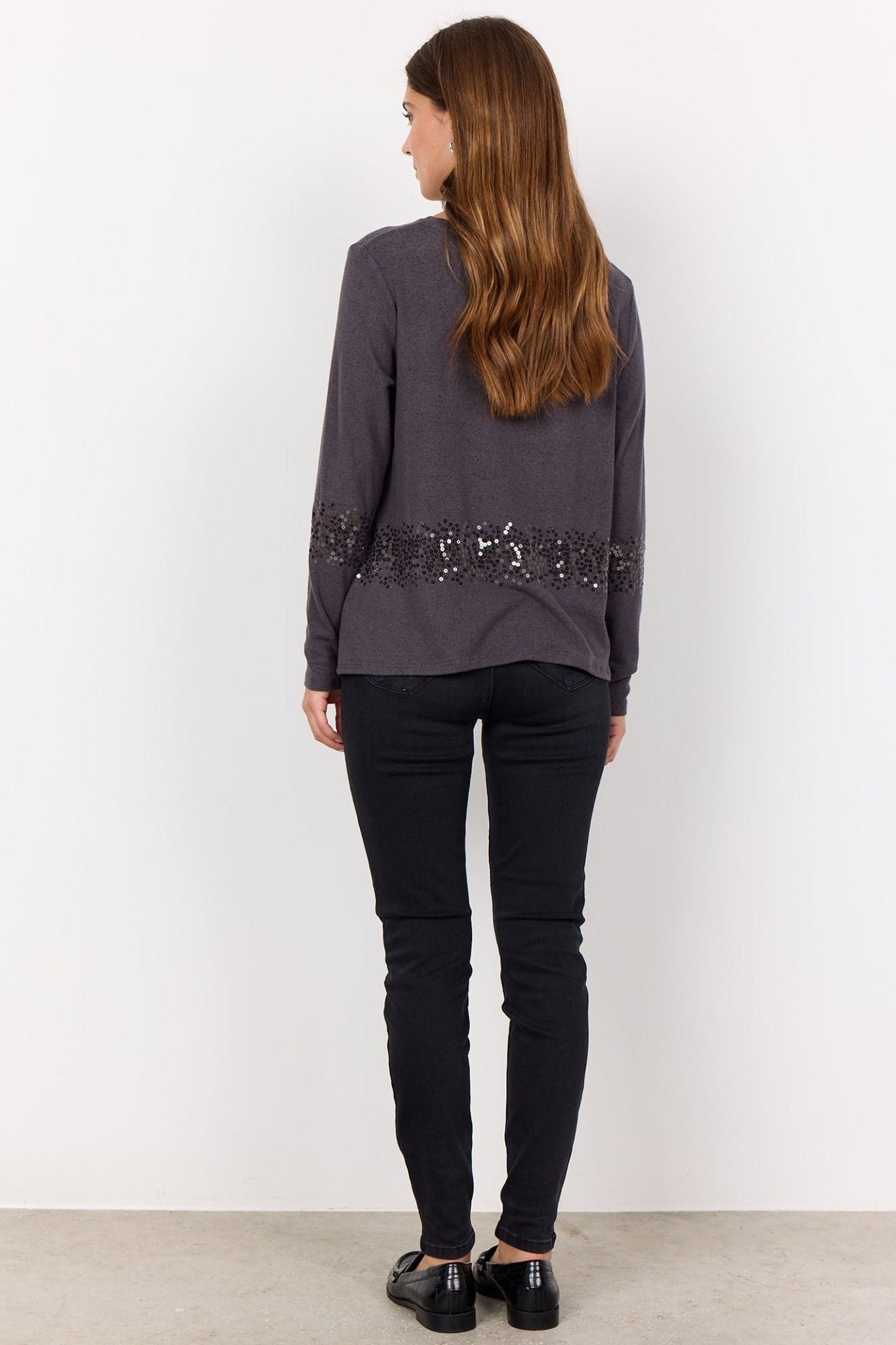 Soya Concept SC-Biara 125 26727-20 Soft Touch Jumper with Sequin Detail Dark Grey - Dotique
