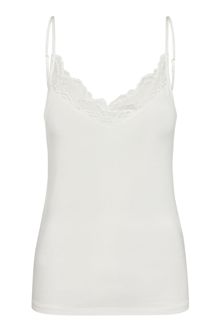 Soya Concept SC-Marica 168 Strap Top with Lace Detailing Off White - Dotique