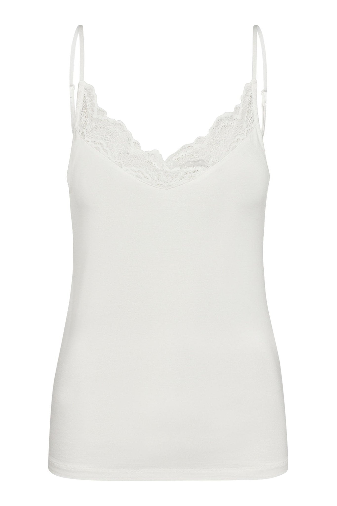 Soya Concept SC-Marica 168 Strap Top with Lace Detailing Off White - Dotique