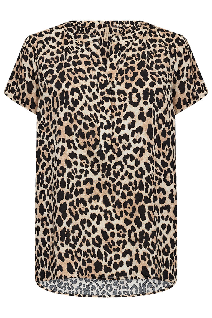 Soya Concept SC-Pietta 41095-20 V-Neck T-Shirt Beige Leopard Print - Dotique