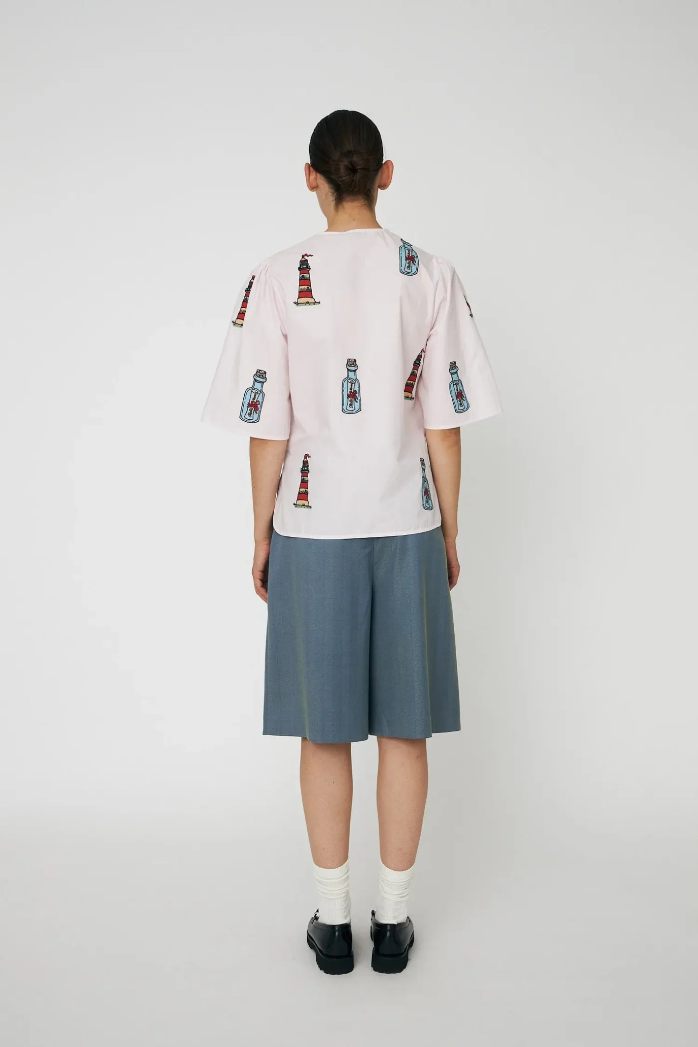 Back view of Stella Nova Embroidered Bow Shirt Pale Pink by Stella Nova shop Stella Nova at Dotique gallery 1