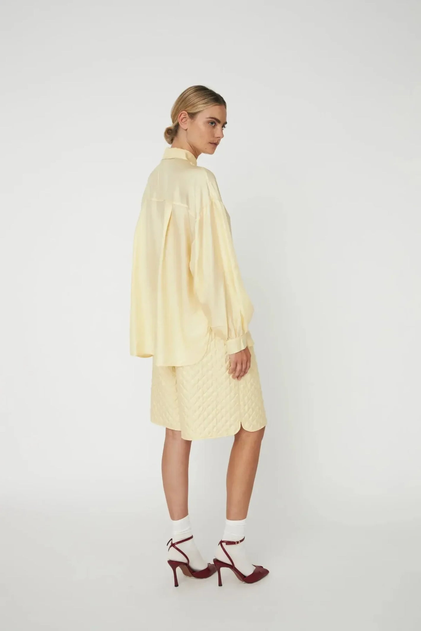 Stella Nova Oversized Silk Shirt with Bow TS61-2419 back view gallery position 1 Shop Stella Nova at Dotique