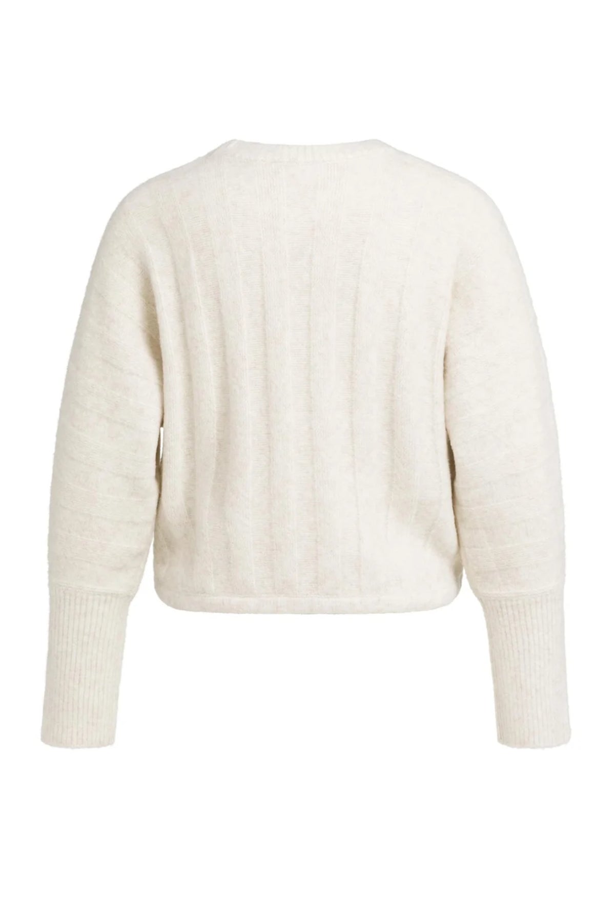 YAYA Rib Batwing Jumper with Cord - Off White Melange 01-000631-609