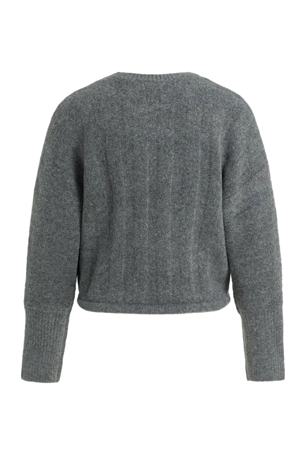 YAYA Rib Batwing Jumper with Cord - Grey Melange 01-000631-609