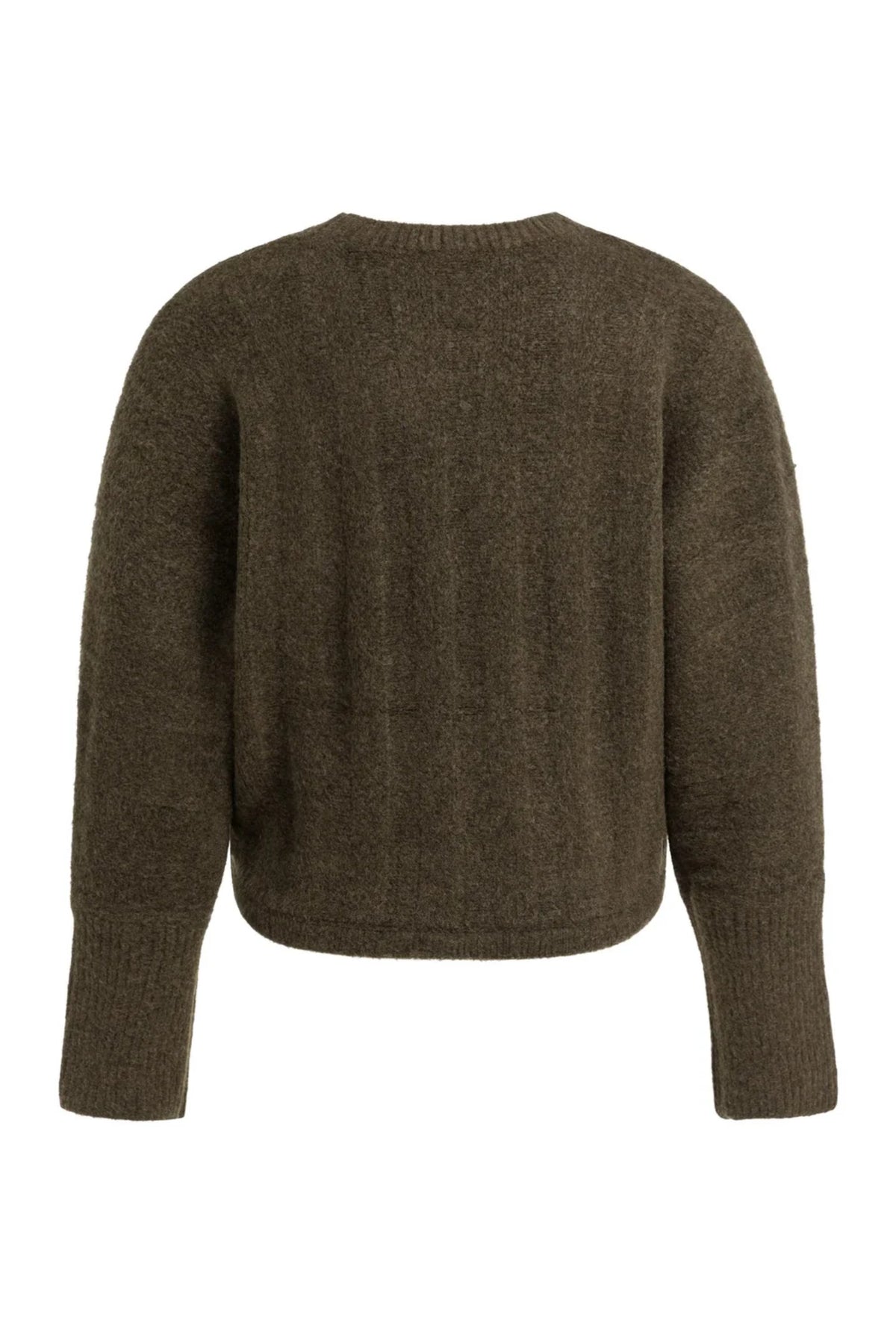 YAYA Rib Batwing Jumper with Cord - Slate Black Brown Melange 01-000631-609 back view Shop YAYA at Dotique
