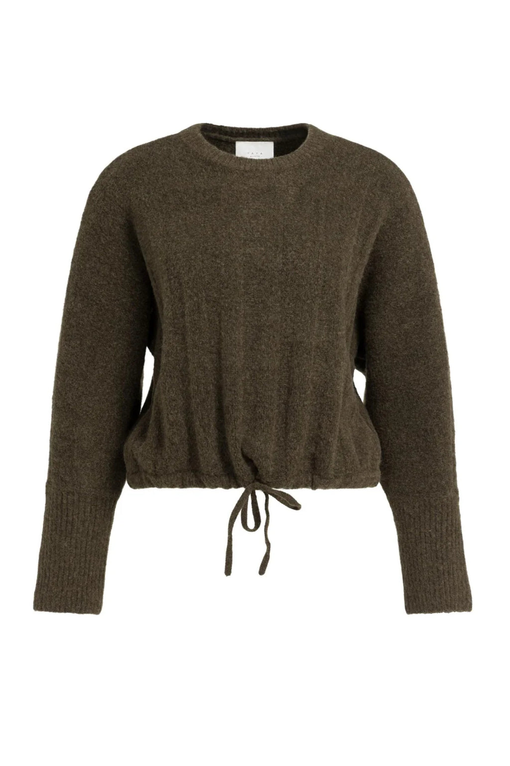 YAYA Rib Batwing Jumper with Cord - Slate Black Brown Melange 01-000631-609 Shop YAYA at Dotique