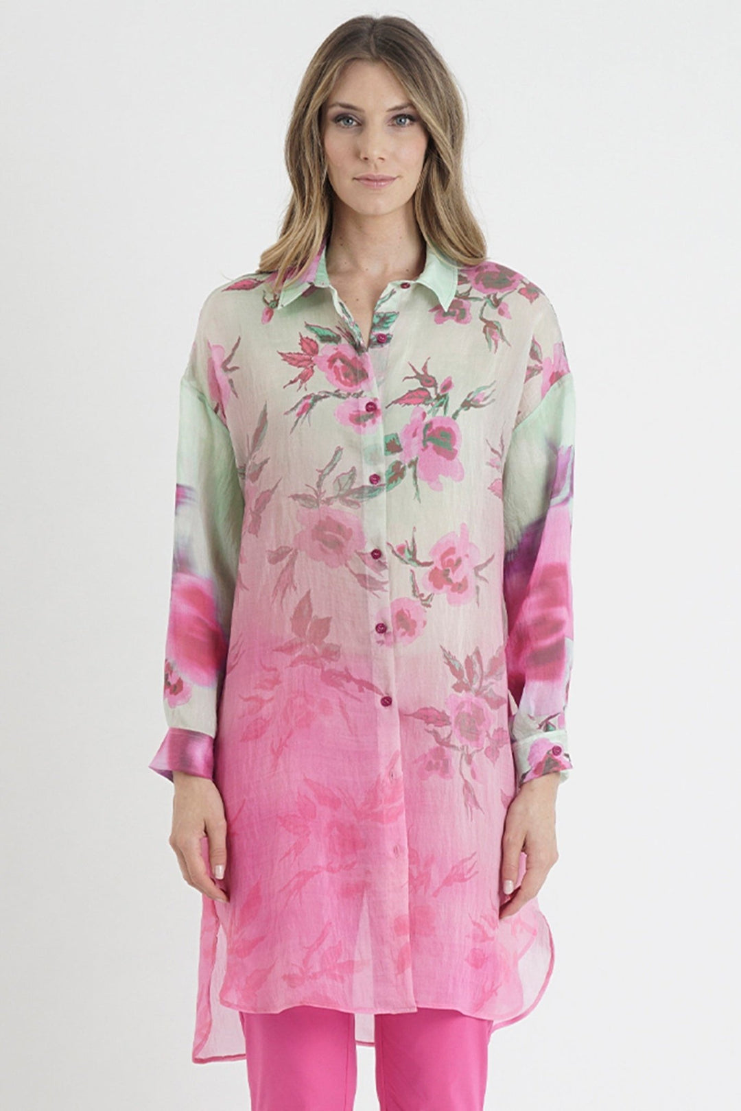 Ten Ways To Be TE249015566B Violina Pink Floral Long Shirt - Dotique