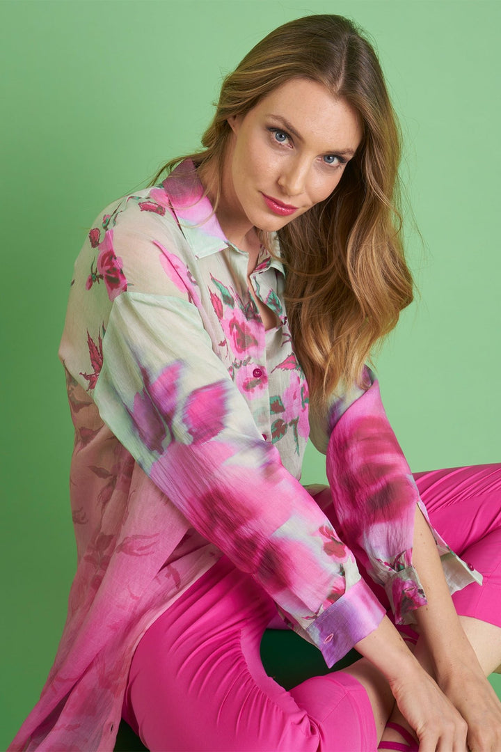 Ten Ways To Be TE249015566B Violina Pink Floral Long Shirt - Dotique