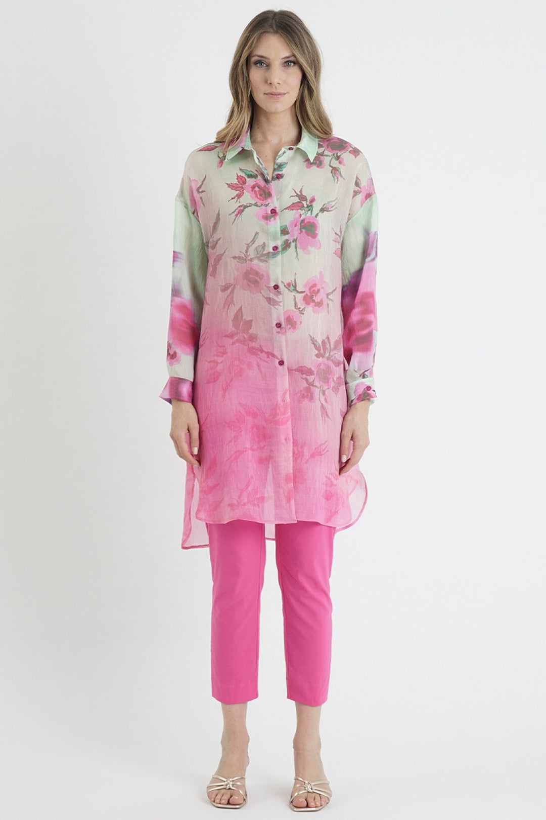 Ten Ways To Be TE249015566B Violina Pink Floral Long Shirt - Dotique