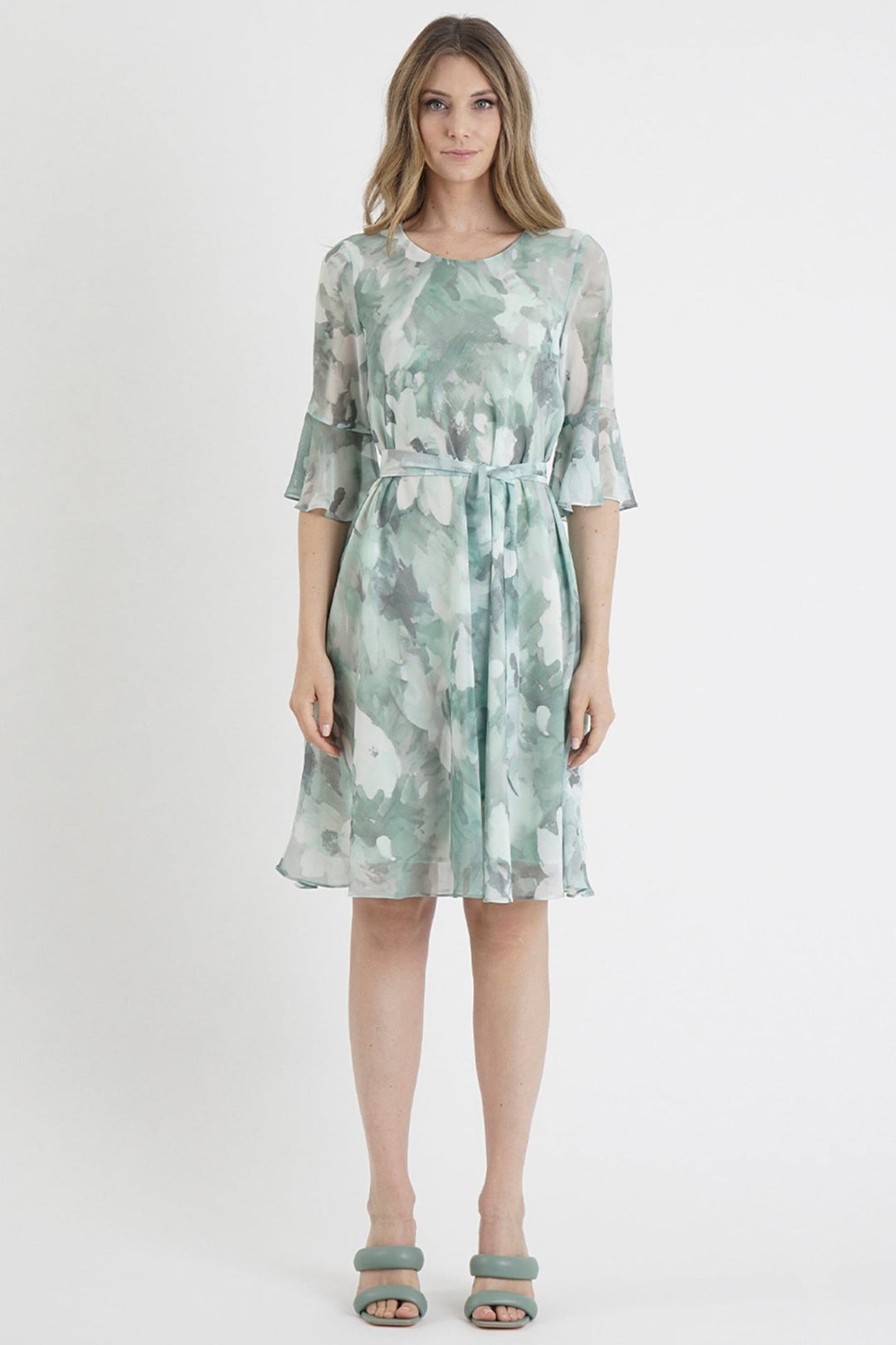Ten Ways To Be TF336615512D Ciliegia Green Chiffon Dress - Dotique