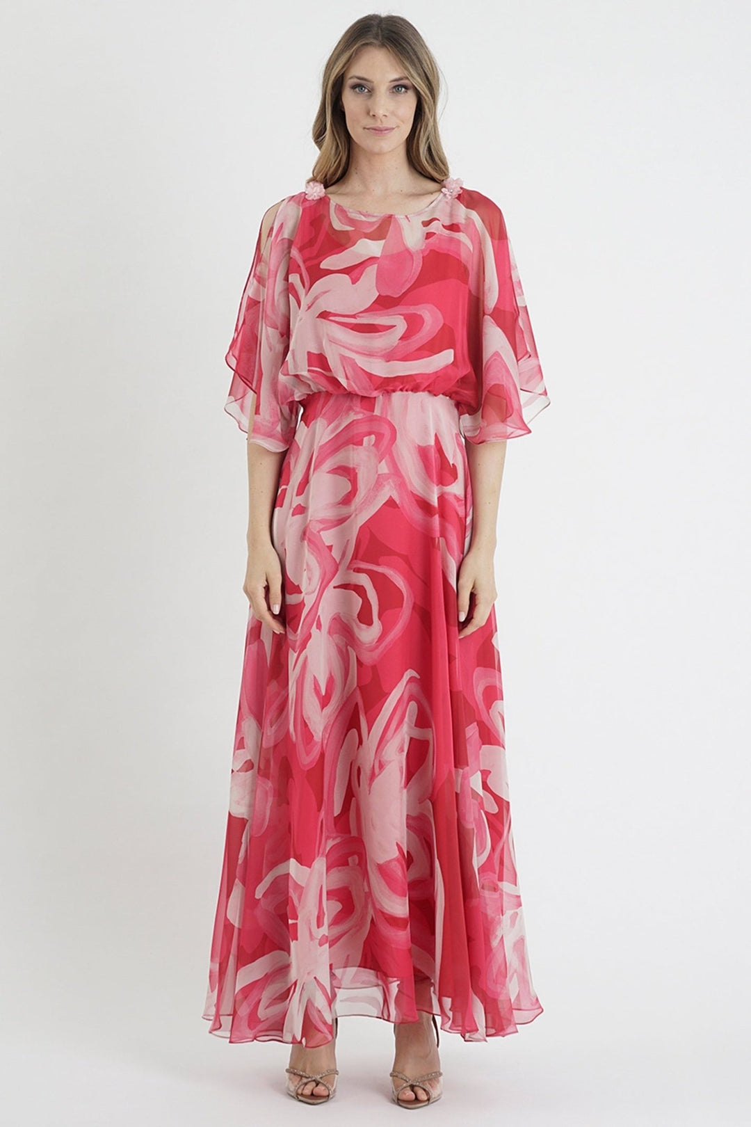 Ten Ways To Be TF348815498 Caramello Maxi Pink Floral Dress - Dotique