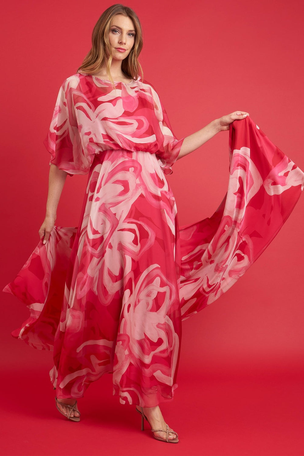 Ten Ways To Be TF348815498 Caramello Maxi Pink Floral Dress - Dotique